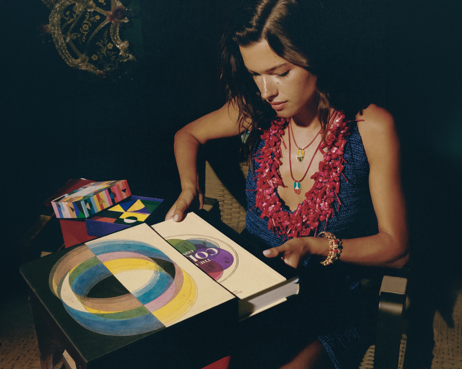 Model reading a colour-theory book